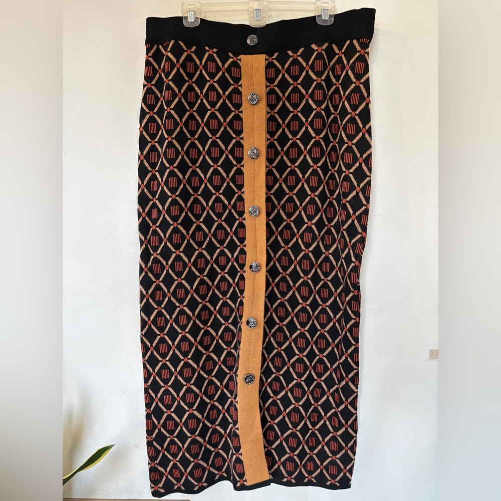 NWT Conditions Apply Pencil Button Up Stretchy Midi Skirt Size XL